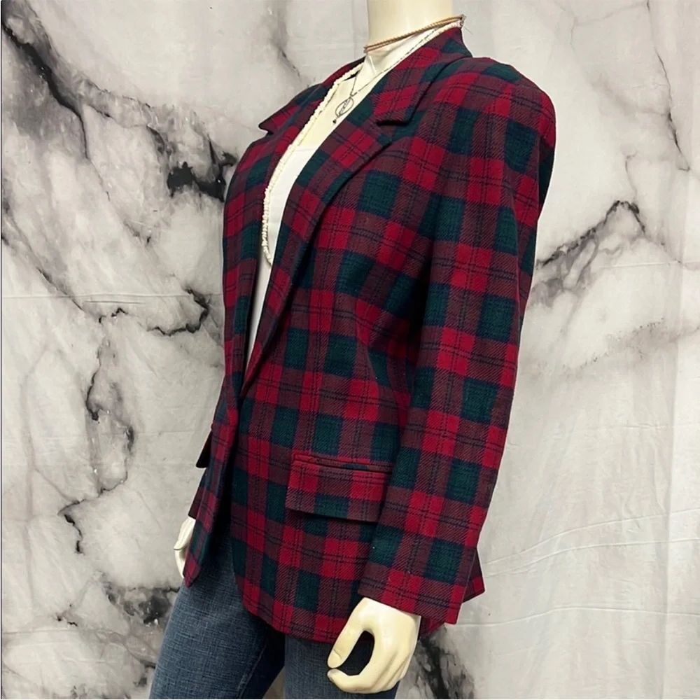 * 1980s vintage Pendleton tartan plaid wool blazer - Picture 7 of 9